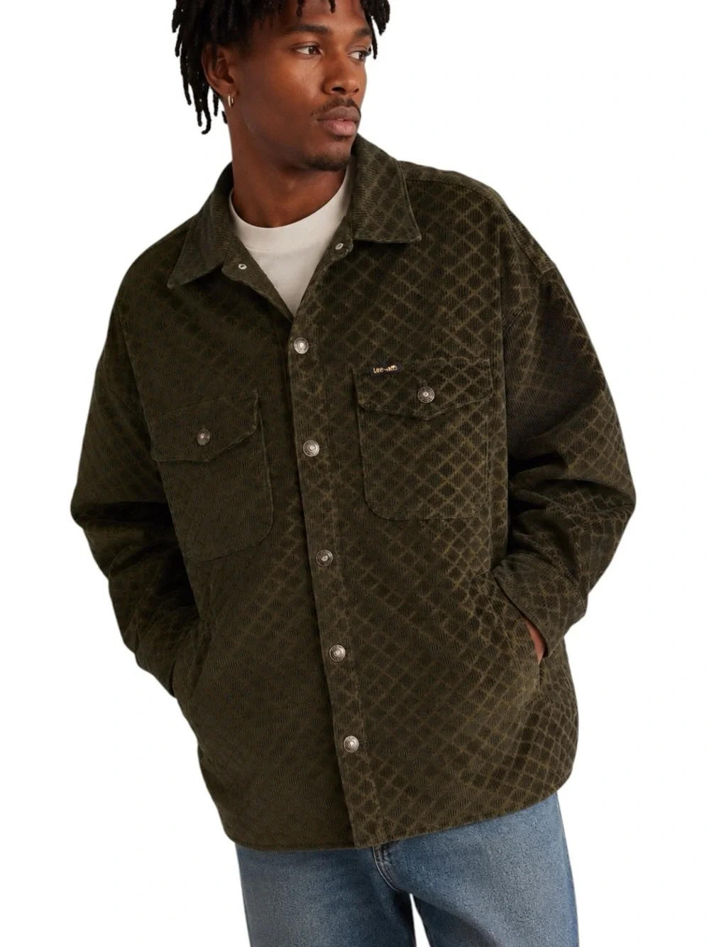 Lee x The Brooklyn Circus Cordoroy Quilted Overshirt Jacket Kale Green Size M